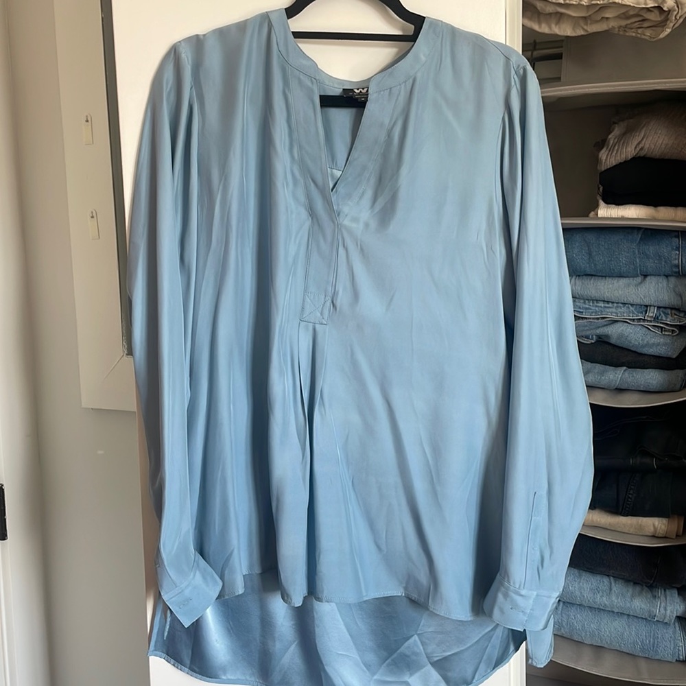 W by Worth blue silk blouse